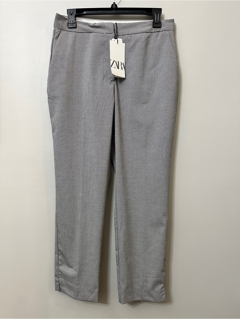 NWT Zara Houndstooth Dress Pants Size 6 EUR 38 Gray Black Ankle Crop Trousers